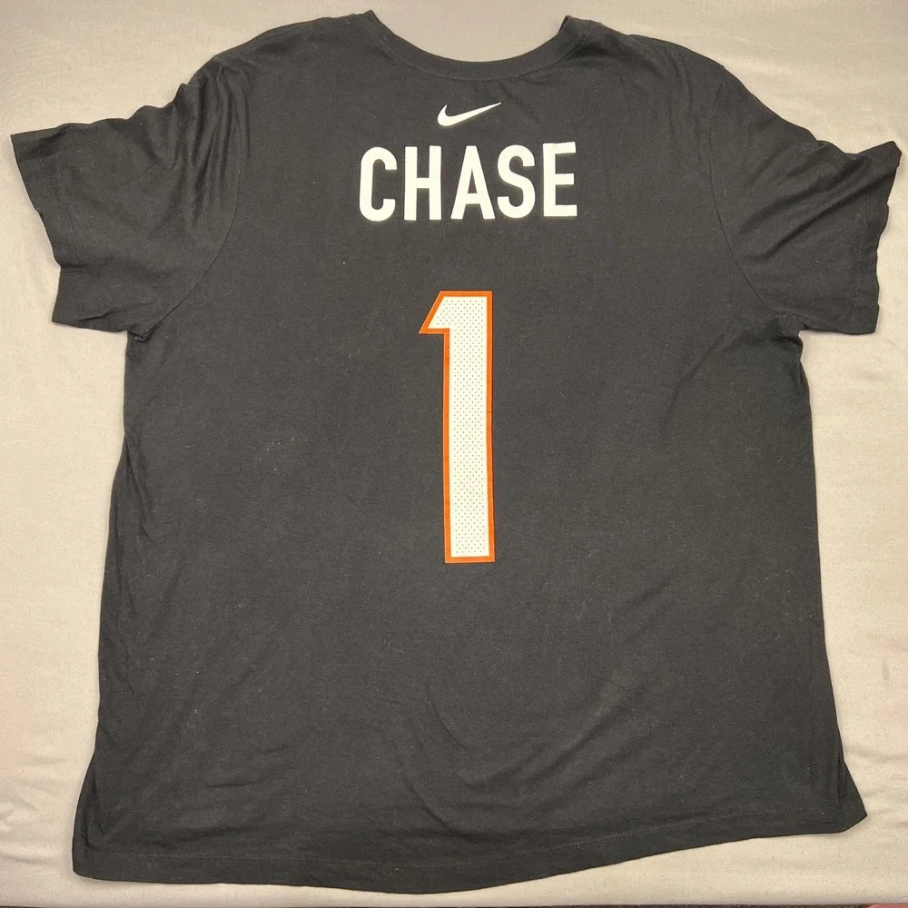 Nike NFL Cincinnati Bengals Ja'Marr Chase #1 T Shirt Adult XXL Black Tee
